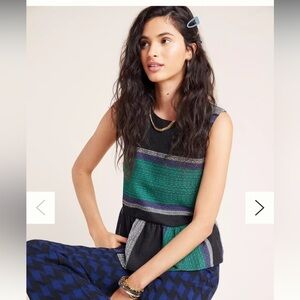 Anthropologie Corey Lynn Carter Peplum Striped Top XS